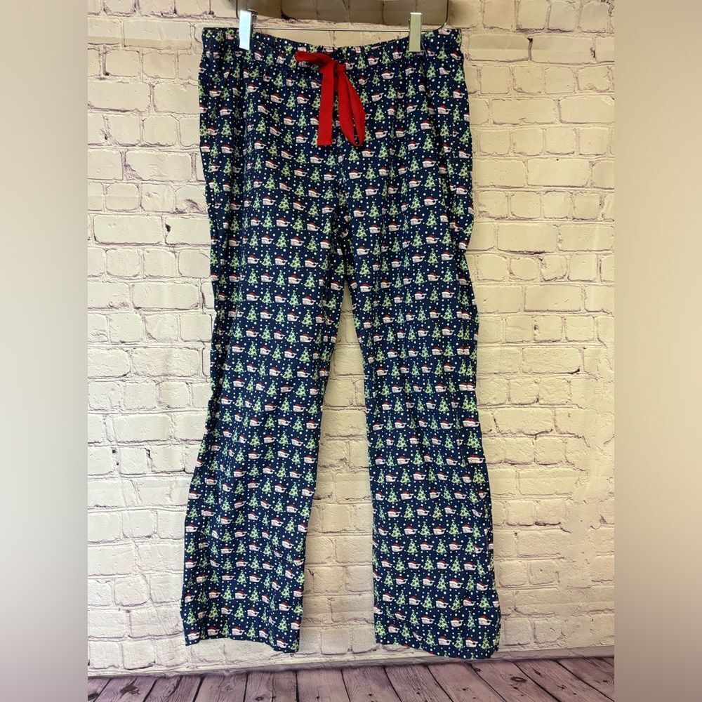 Vineyard Vines Dark Blue Preppy Whale Print Holiday Cotton Pajama Pants Small